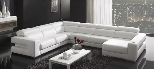 Divano d'angolo - OSCAR - Gamamobel - contemporaneo / in pelle / bianco