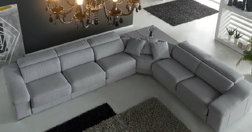 Divano d'angolo - KIM - Gamamobel - contemporaneo / in pelle / grigio