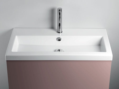 Lavabo integrato - WIDE - F.lli Stocco s.r.l. - in ceramica / lucido / rettangolare