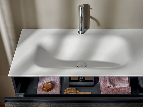 Lavabo integrato - SOFT - F.lli Stocco s.r.l. - in Corian® / lucido / rettangolare