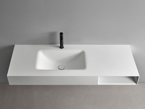 Lavabo sospeso - M-SOFT - F.lli Stocco s.r.l. - in Corian® / con scaffale integrato / rettangolare