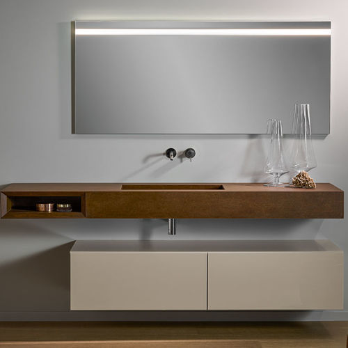 Lavabo sospeso - M-QUAD - F.lli Stocco s.r.l. - in ceramica / in porcellana / con scaffale integrato