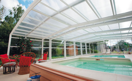 Copertura per piscina alta - ABRISUD - telescopica / in alluminio / con azionamento manuale
