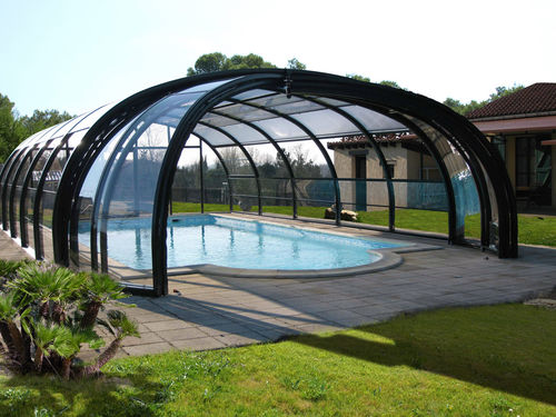 Copertura per piscina alta - COCOON - ABRISUD - telescopica / in acciaio inossidabile / con azionamento manuale