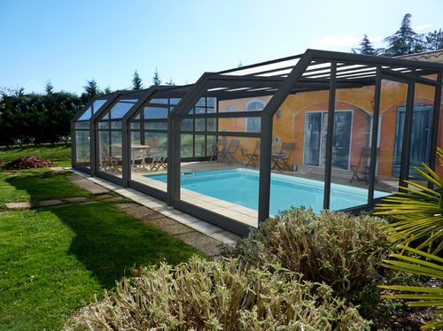 Copertura per piscina a parete - ABRISUD - telescopica / in acciaio inossidabile / con azionamento manuale