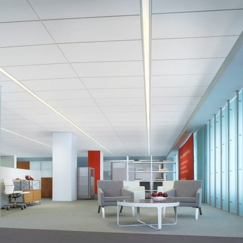 Pannello acustico per soffitto - HALCYON™ LOGIX™ - USG - in fibra di vetro / quadrato / rettangolare