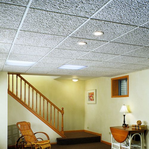 Pannello acustico per soffitto - CHEYENNE™  - USG - in fibra minerale / quadrato / testurizzato