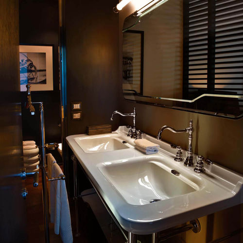 Lavabo sospeso - WALDORF 4143K1 - Ws Bath Collections - in ceramica / con miscelatore / doppio