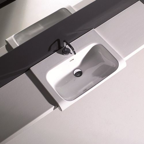 Lavabo da semincasso - INKA 3411 - Ws Bath Collections - in ceramica / con miscelatore / rettangolare
