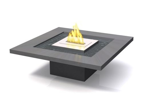 Tavolino basso contemporaneo - 918 - Vulcania - in calcestruzzo / quadrato / con bruciatore a biotenaolo