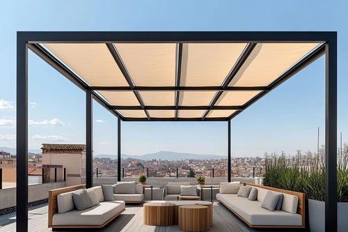Membrana tessile in PVC - SUNVIEW 05W - Saint Clair Textiles - in PES / per pergola / traslucida