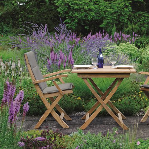 Sedia da giardino contemporanea - MALAGA - STERN MOEBEL - da esterno / in teak / con supporto in teak