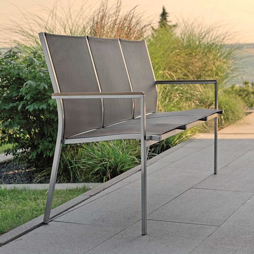 Panca da giardino contemporanea - CARDIFF  - STERN MOEBEL - in Textilene® / in acciaio inossidabile / con schienale