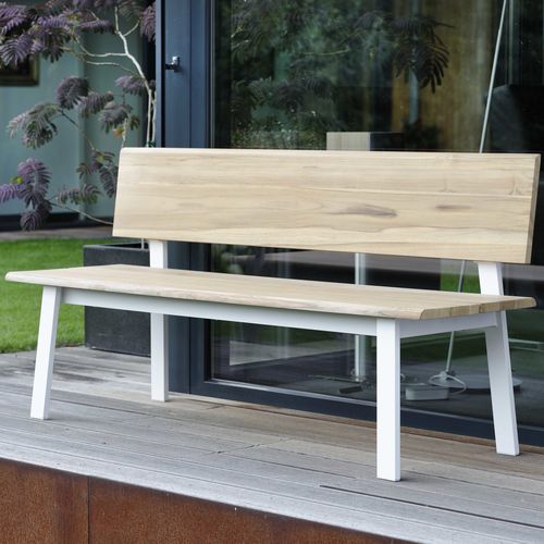 Panca da giardino contemporanea - SAM - STERN MOEBEL - in teak / in alluminio / con schienale