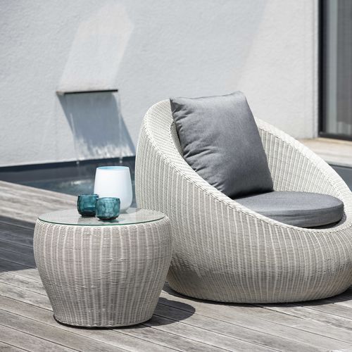 Tavolo d'appoggio contemporaneo - ANNY - STERN MOEBEL - in vimini / in vetro / con supporto in fibre sintetiche