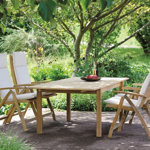 Tavolo contemporaneo - 420609 - STERN MOEBEL - in teak / con supporto in teak / rettangolare