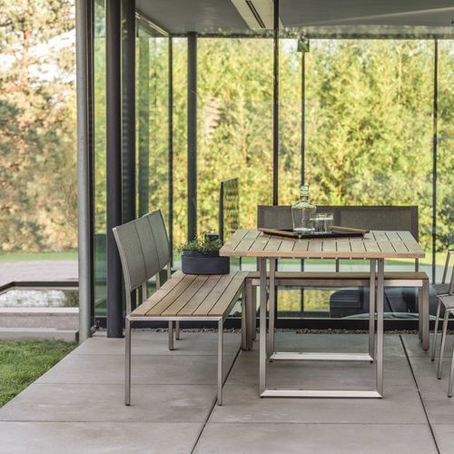 Panca contemporanea - VIONA - STERN MOEBEL - in teak / in Textilene® / in acciaio inossidabile