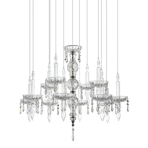 Lampadario classico - LIMELIGHT : 12.4 - Façon de Venise - in cristallo / in acciaio inossidabile lucido / a candelabro