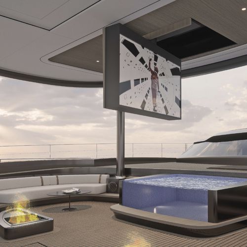 Supporto per TV da soffitto contemporaneo - ULISSE ROTOR - Digisonic Srl - girevole / motorizzato a soffitto / telecomandato