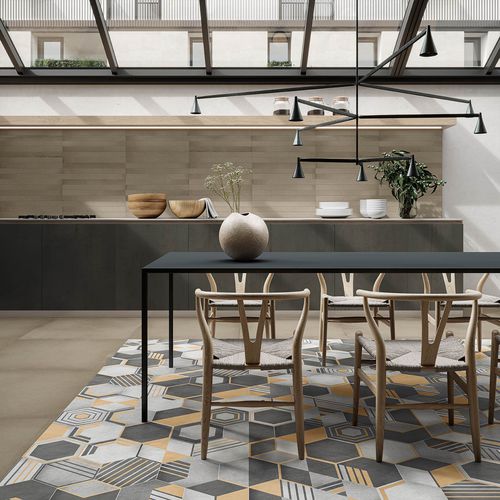 Piastrella esagonale in gres porcellanato - OSMOSE : GEOM N&B - Novoceram sas - da interno / da cucina / da bagno