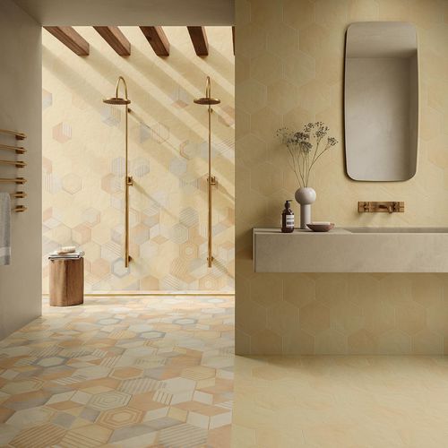 Piastrella esagonale in gres porcellanato - OSMOSE : GEOM CLAIR - Novoceram sas - da interno / da cucina / da bagno