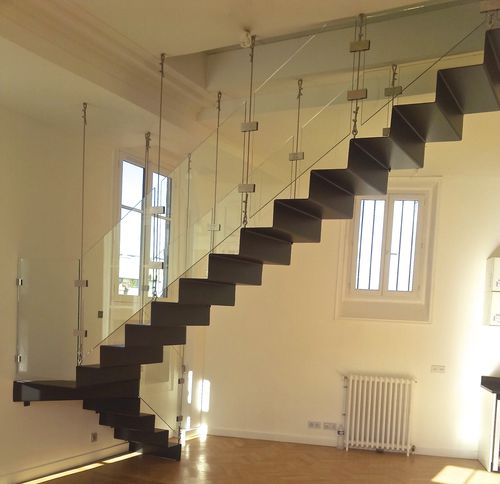 Scala dritta - WAVE - Trescalini - a L / a U / con gradini in acciaio inox
