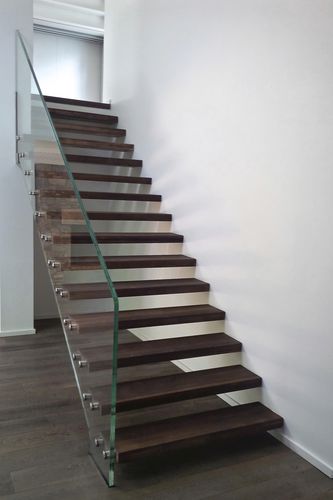 Scala dritta - SKYSTEP VERRE EXTRA CLAIR ET BOIS - Trescalini - con gradini in quercia / con struttura in vetro / contemporanea