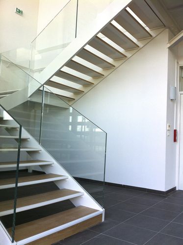 Scala a U - ELITE ACIER BOIS (HETRE) ET VERRE - Trescalini - con gradini in legno / con gradini in metallo / con struttura in metallo