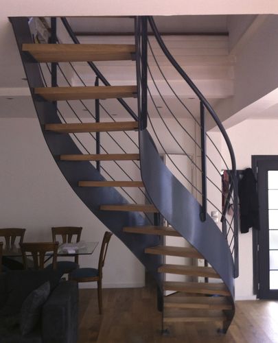Scala dritta - ELITE ACIER ET BOIS AVEC DEBILLARDAGE - Trescalini - curva / con gradini in legno / con struttura in acciaio
