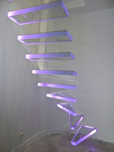 Scala a L - AERO VERRE EXTRA CLAIR LUMINEUX - Trescalini - con gradini in vetro / con struttura in metallo / design