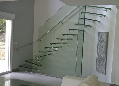 Scala a L - SKYSTEP VERRE STANDARD - Trescalini - con gradini in vetro / con struttura in vetro / contemporanea