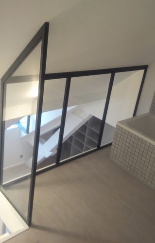 Parete fissa - OFFICINA - Trescalini - a vetrina / in acciaio / professionale