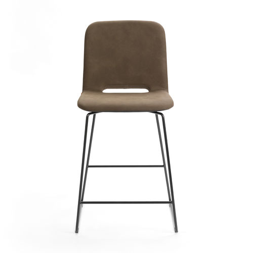 Sgabello contemporaneo - PAMP BI H62 PM - Mobitec Systems S.A. - in pelle / con supporto in legno / con supporto in metallo