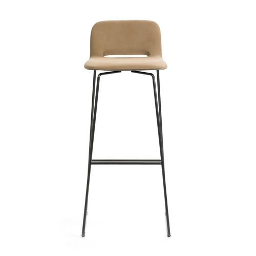 Sgabello contemporaneo - PAMP BI H82 PM - Mobitec Systems S.A. - in pelle / con supporto in legno / con supporto in metallo