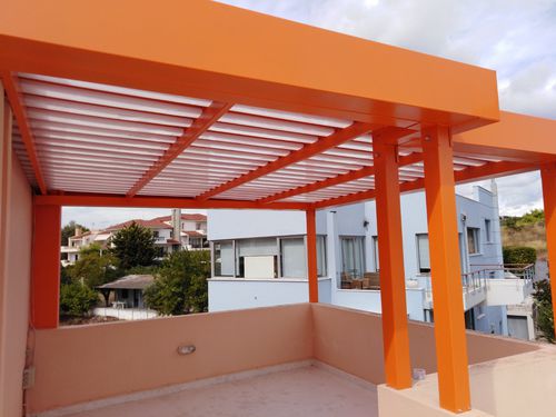 Pergola addossata - COSPICON  SA - in alluminio / con copertura in policarbonato / su misura