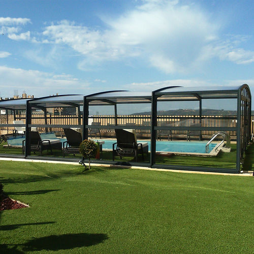 Copertura per piscina alta - HIGH R-DESIGN - Azenco Groupe - telescopica / in alluminio / in policarbonato