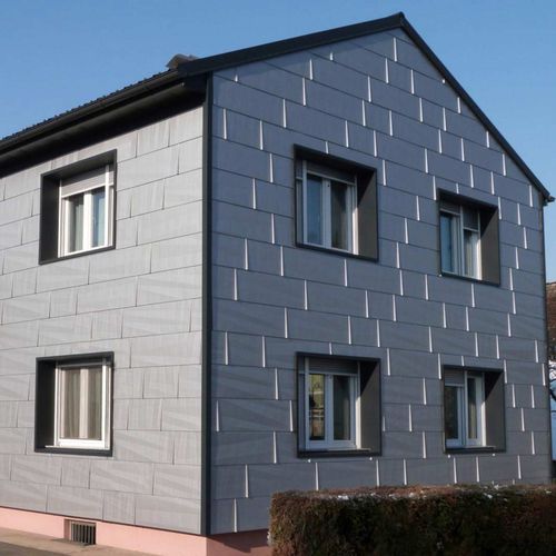 Rivestimento di facciata in fogli - FX.12 - PREFA Aluminiumprodukte GmbH - in alluminio / testurizzato / marrone