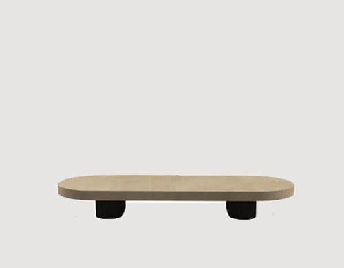 Tavolino basso contemporaneo - FROG - HMD Furniture - in rovere / in cemento / con supporto in legno