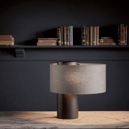 Lampada da tavolo - BOBO - HMD Furniture - in metallo spazzolato / in metallo lucido / in tessuto