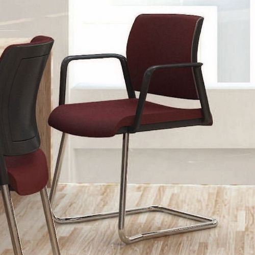 Sedia visitatore contemporanea - OFFICE605 - SEANROYALE - da interno / in tessuto / in pelle