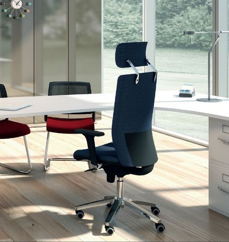 Poltrona direzionale contemporaneo - OFFICE495 - SEANROYALE - in pelle / in tessuto / in alluminio