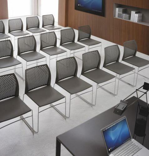 Sedia da conferenza contemporanea - MEETING - SEANROYALE - da interno / in polipropilene / con supporto in acciaio cromato