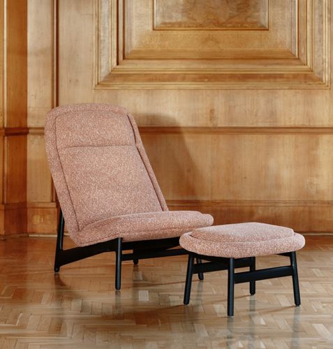 Poltrona contemporanea - BART - SEANROYALE - in tessuto / in rovere / con poggiapiedi