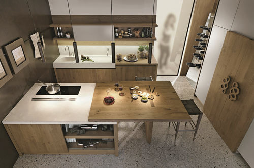 Cucina contemporanea - NATURA - CASTAGNA CUCINE - impiallacciata in legno / in legno massiccio / in rovere