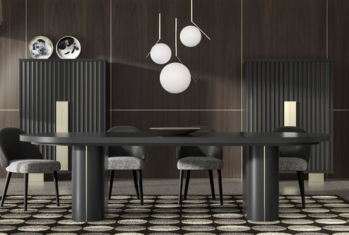 Tavolo contemporaneo - POSLEN - CASTAGNA CUCINE - in metallo laccato / con supporto in metallo laccato / ovale