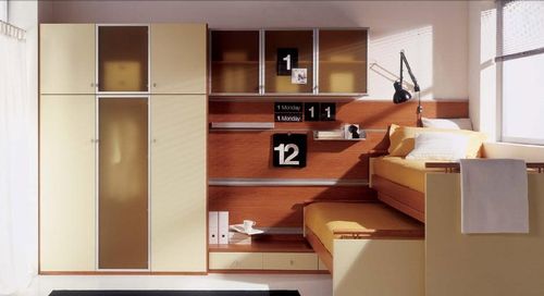 Scrivania contemporanea - WHY SYSTEM : 22 - Quelli della mariani - impiallacciata in legno / con letto estraibile / con base in pannelli