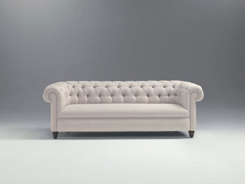 Divano chesterfield - ANDREW - APULIA HOME DECOR - in tessuto / grigio / 3 posti