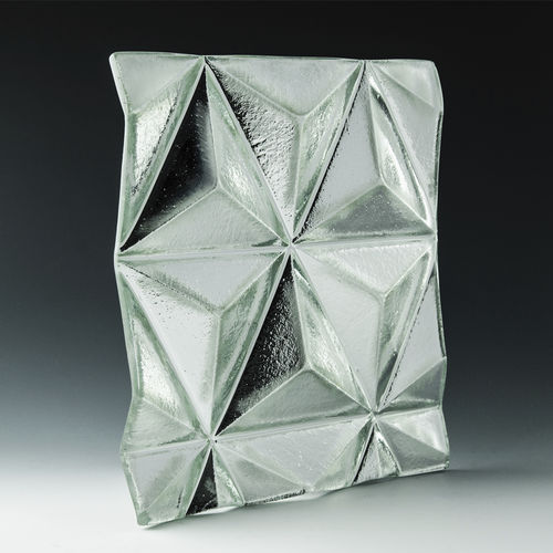 Pannello in vetro temprato - CONVEX PINNACLE - Nathan Allan Glass Studios Inc - decorato / effetto ghiaccio / per facciata