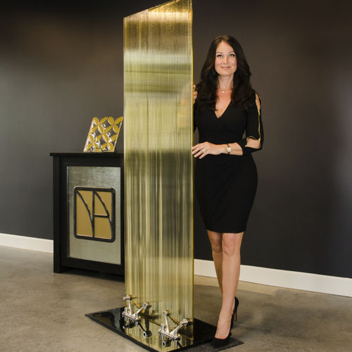 Pannello in vetro laminato - FLUTED CHAMPAGNE - Nathan Allan Glass Studios Inc - temprato / trasparente / per interni