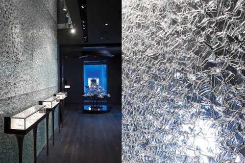 Pannello in vetro di sicurezza - JOSIAH J : CRACKLE - Nathan Allan Glass Studios Inc - laminato / decorato / traslucido